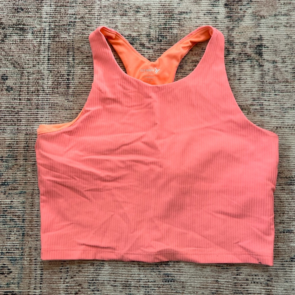 Old Navy Girls Coral Ribbed Tank Top Powersoft Longline